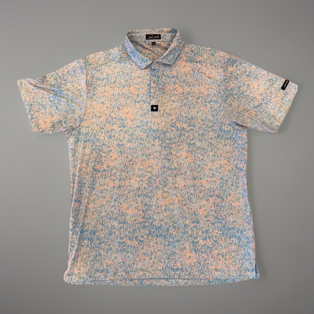 Bad Birdie Polo Shirt Mens XL Multicolor Abstract Print Stretch Golf Top
